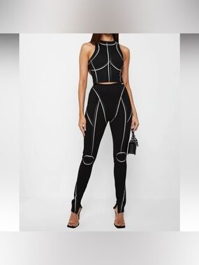 Maniere De Voir Sketch High Waisted Bandage Black Leggings